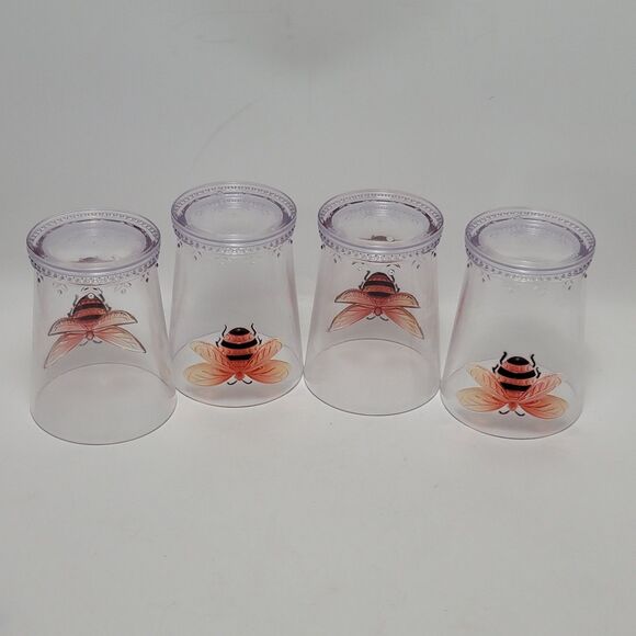Rachel Ashwell The Prairie Collection Queen Bee Tumblers Set Of 4 Plastic Cups - Picture 10 of 11